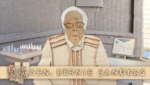 A cardboard image of Berne Sanders