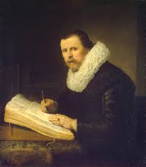 Rembrandt looking at a book