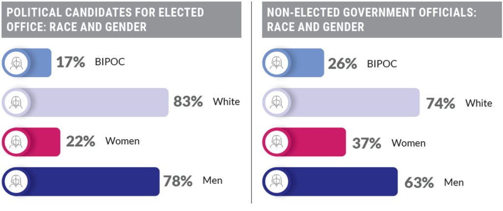 political candidates for elected office: race and gender. non-elected government officials: race and gender